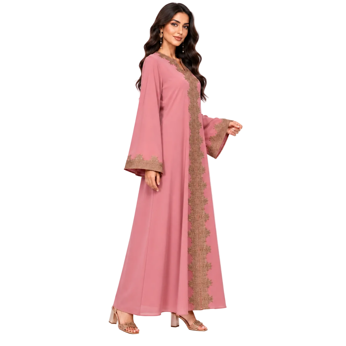 Rose Gold Embroidered Moroccan Luxury Kaftan