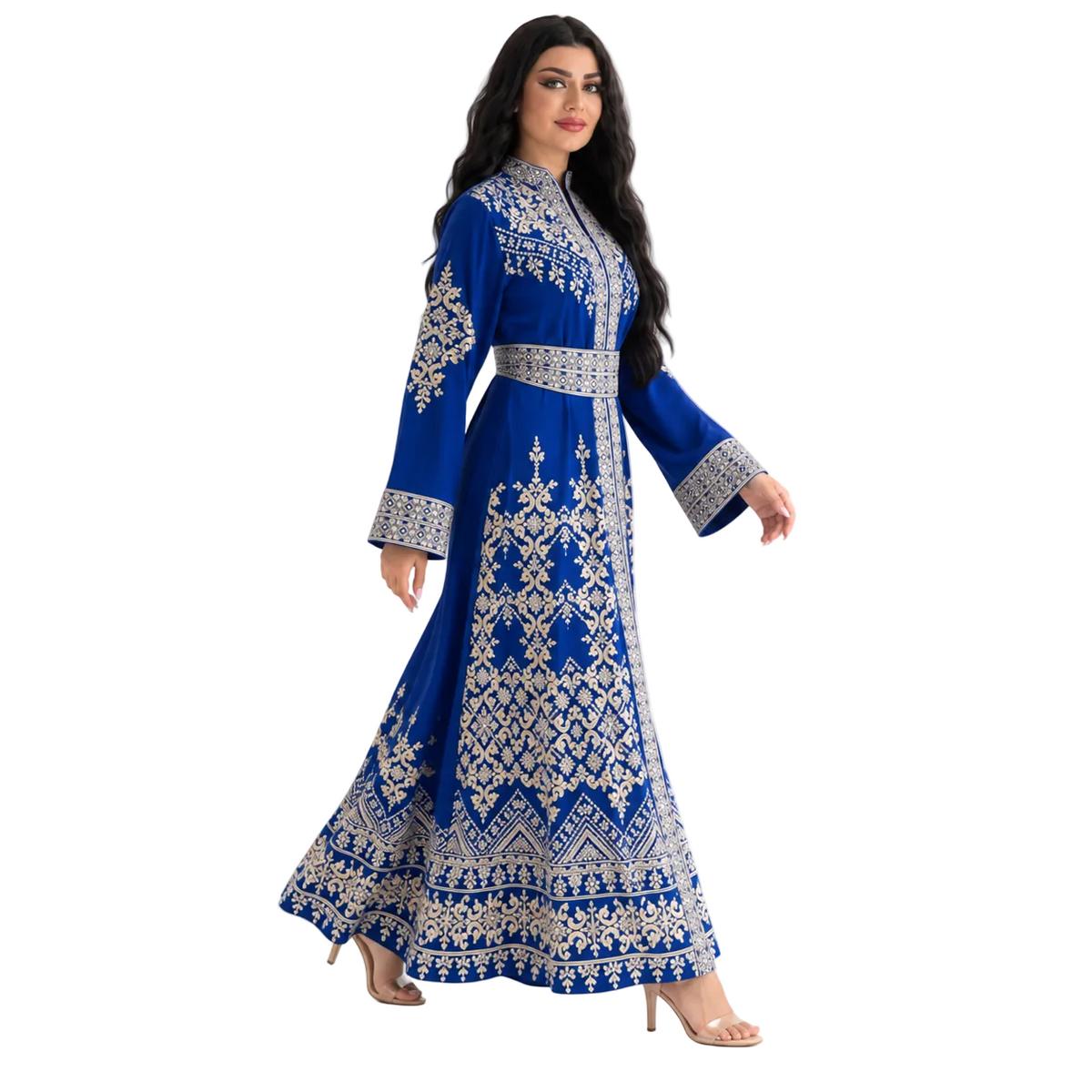 Royal Blue Embroidered Moroccan Luxury Kaftan
