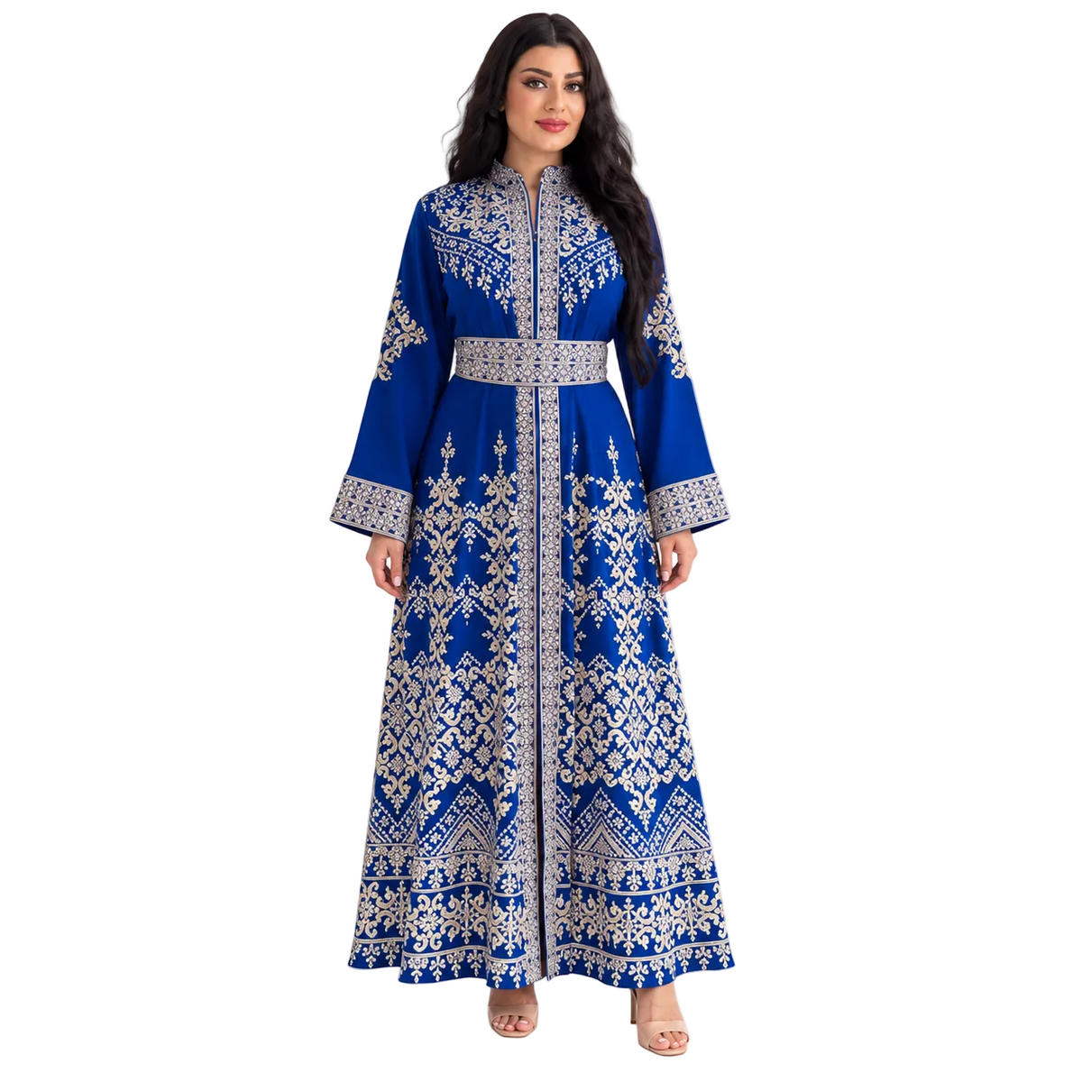 Royal Blue Embroidered Moroccan Luxury Kaftan