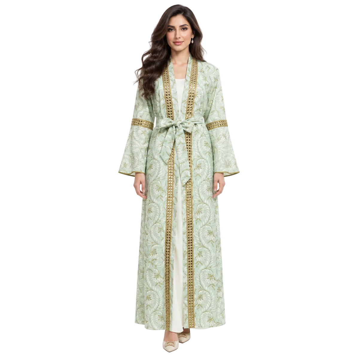 Light Green Gold Moroccan Luxury Kaftan