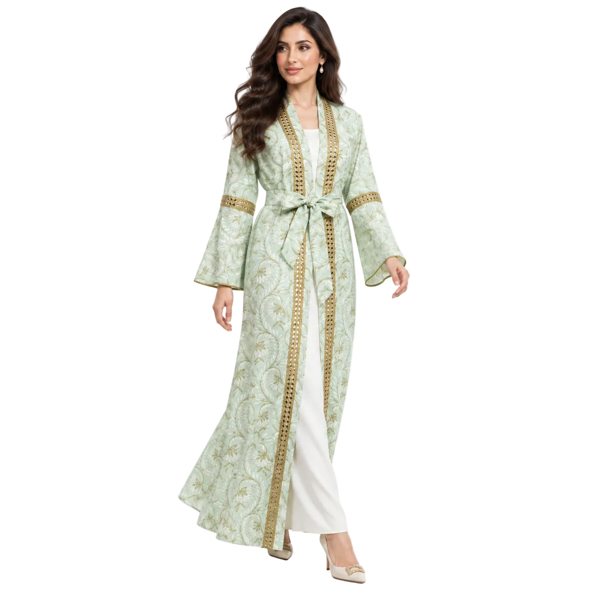 Light Green Gold Moroccan Luxury Kaftan