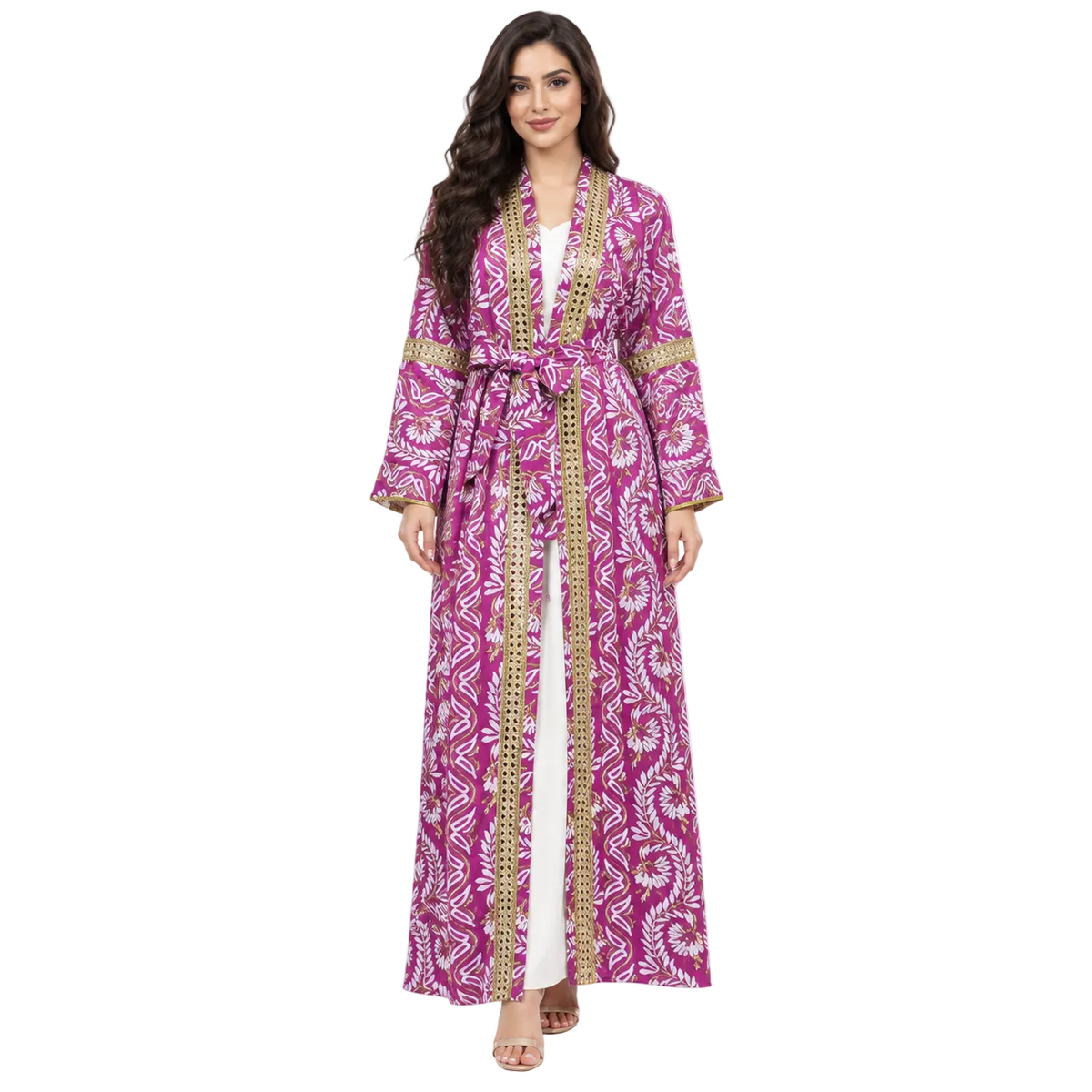 Purple Floral Gold Moroccan Luxury Kaftan