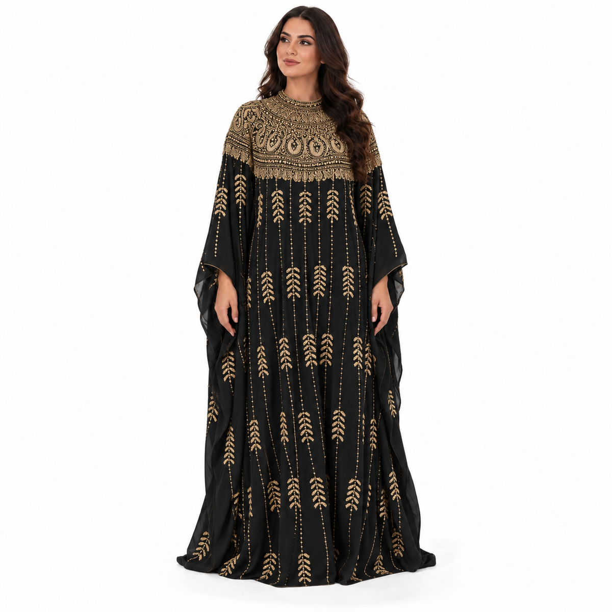 Luxury Black Gold Sequin Baju Kaftan