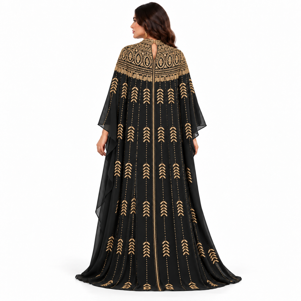 Luxury Black Gold Sequin Baju Kaftan