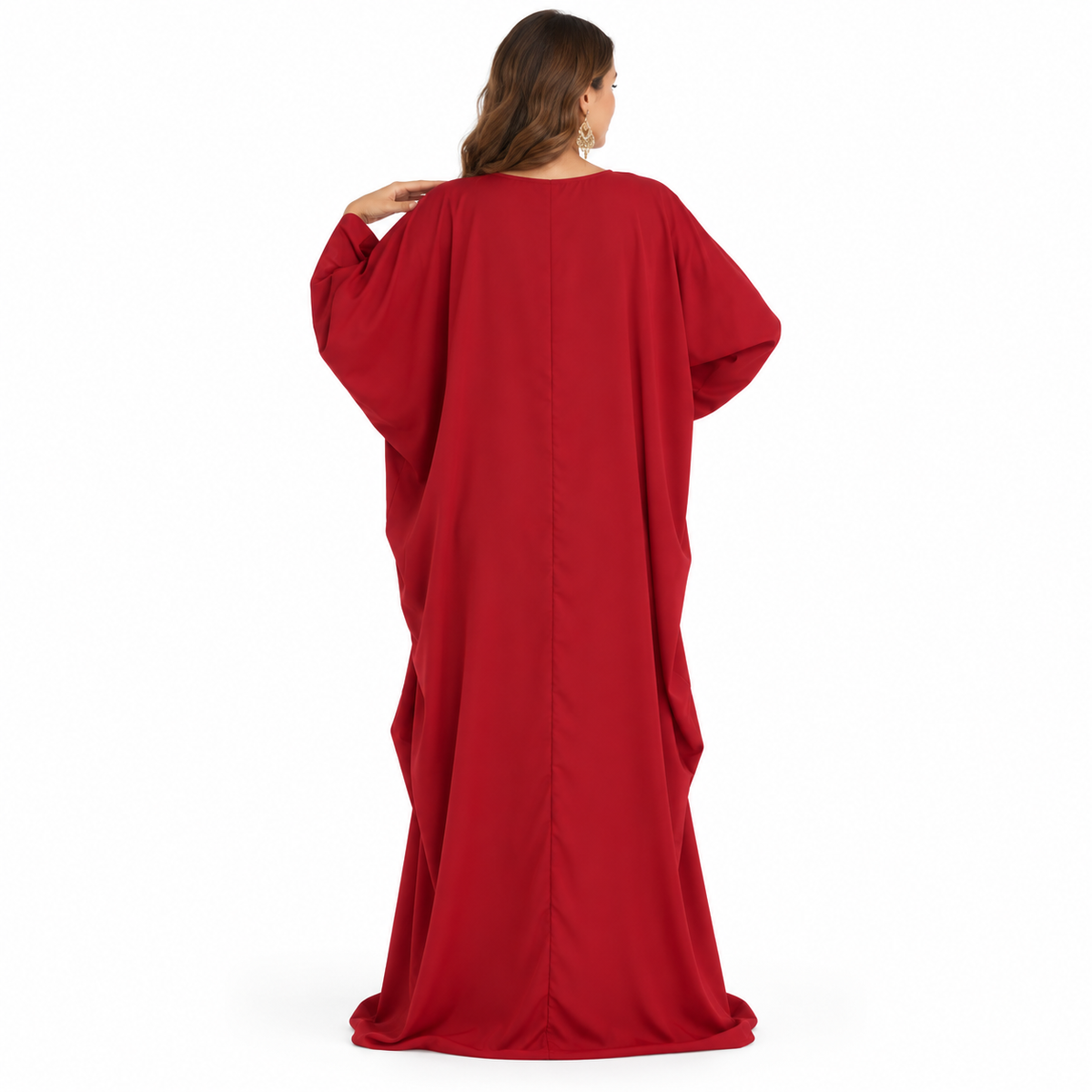Red Silver Embroidered Luxury Baju Kaftan