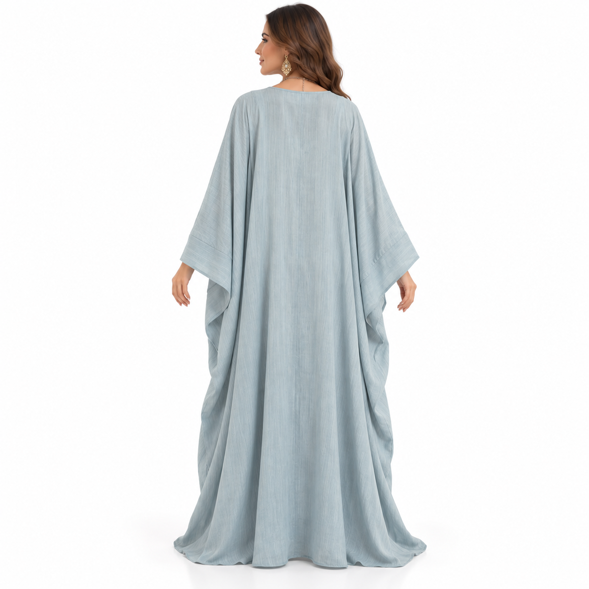 Sky Blue Embellished Baju Linen Kaftan