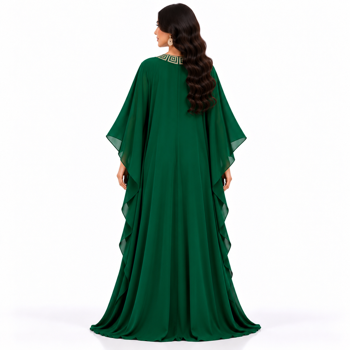 Emerald Green Geometric Embroidered Baju Kaftan