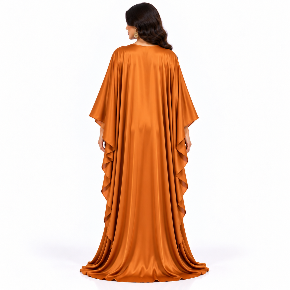 Burnt Orange Gold Embroidered Baju Kaftan