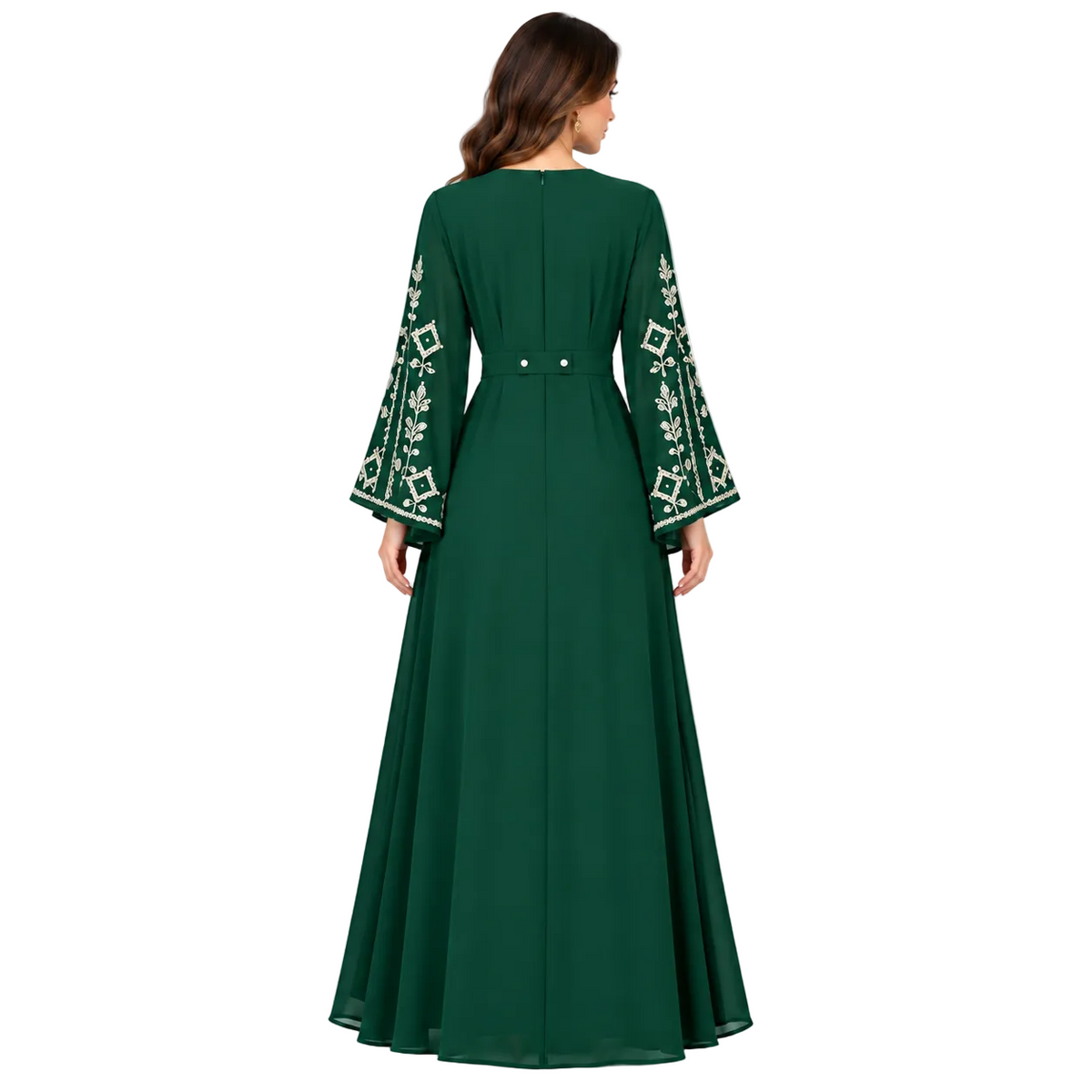 Green Embroidered Bell Sleeve Baju Kaftan