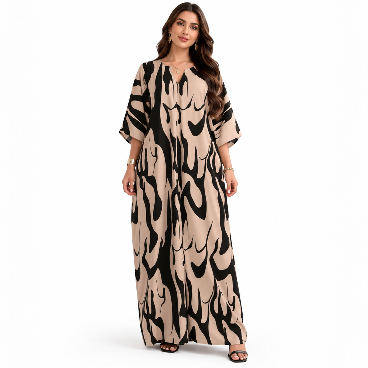 Abstract Print Flowing Women’s Baju Kaftan