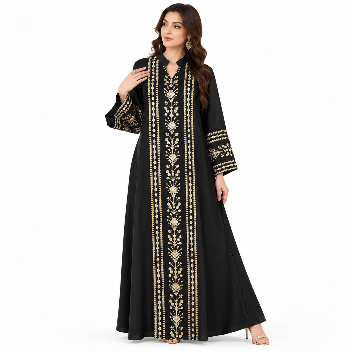 Black Gold Embroidered Baju Luxury Kaftan