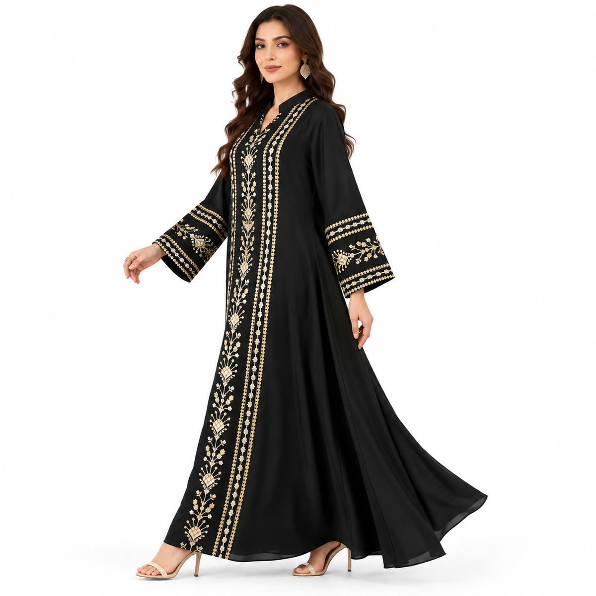 Black Gold Embroidered Baju Luxury Kaftan