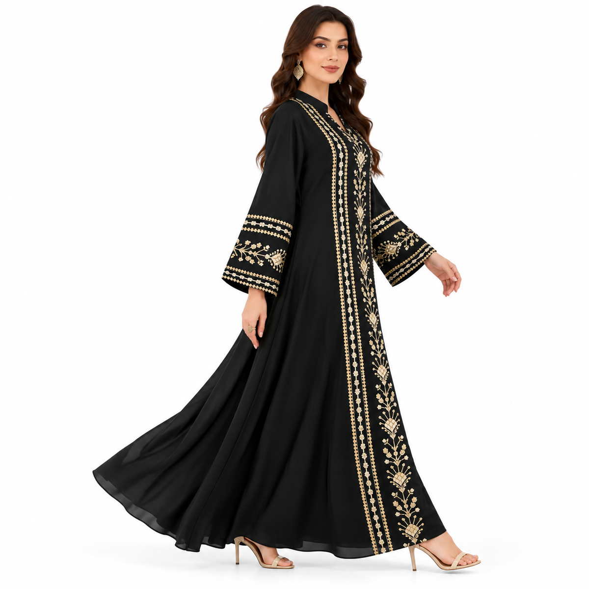 Black Gold Embroidered Baju Luxury Kaftan