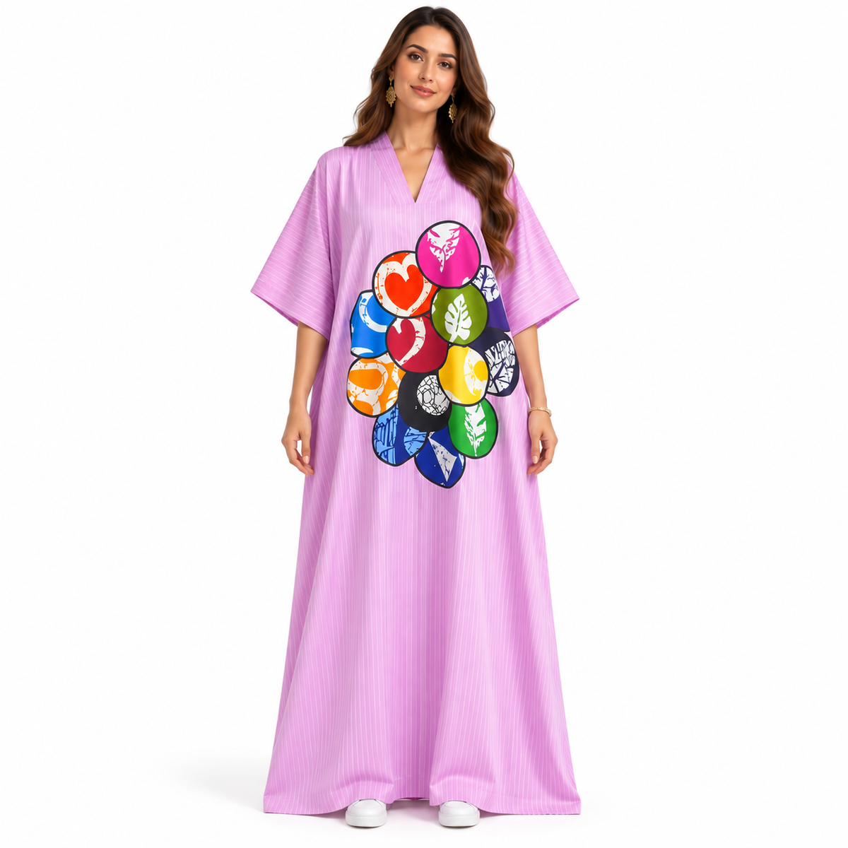 Colorful Graphic Print Relaxed Baju Kaftan