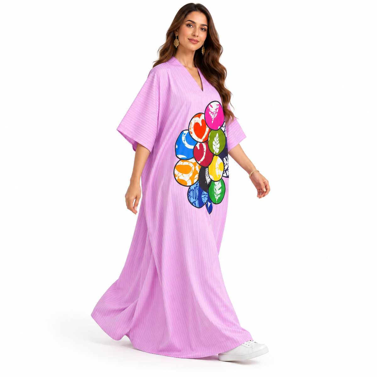 Colorful Graphic Print Relaxed Baju Kaftan