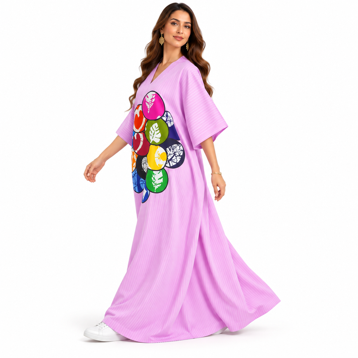 Colorful Graphic Print Relaxed Baju Kaftan