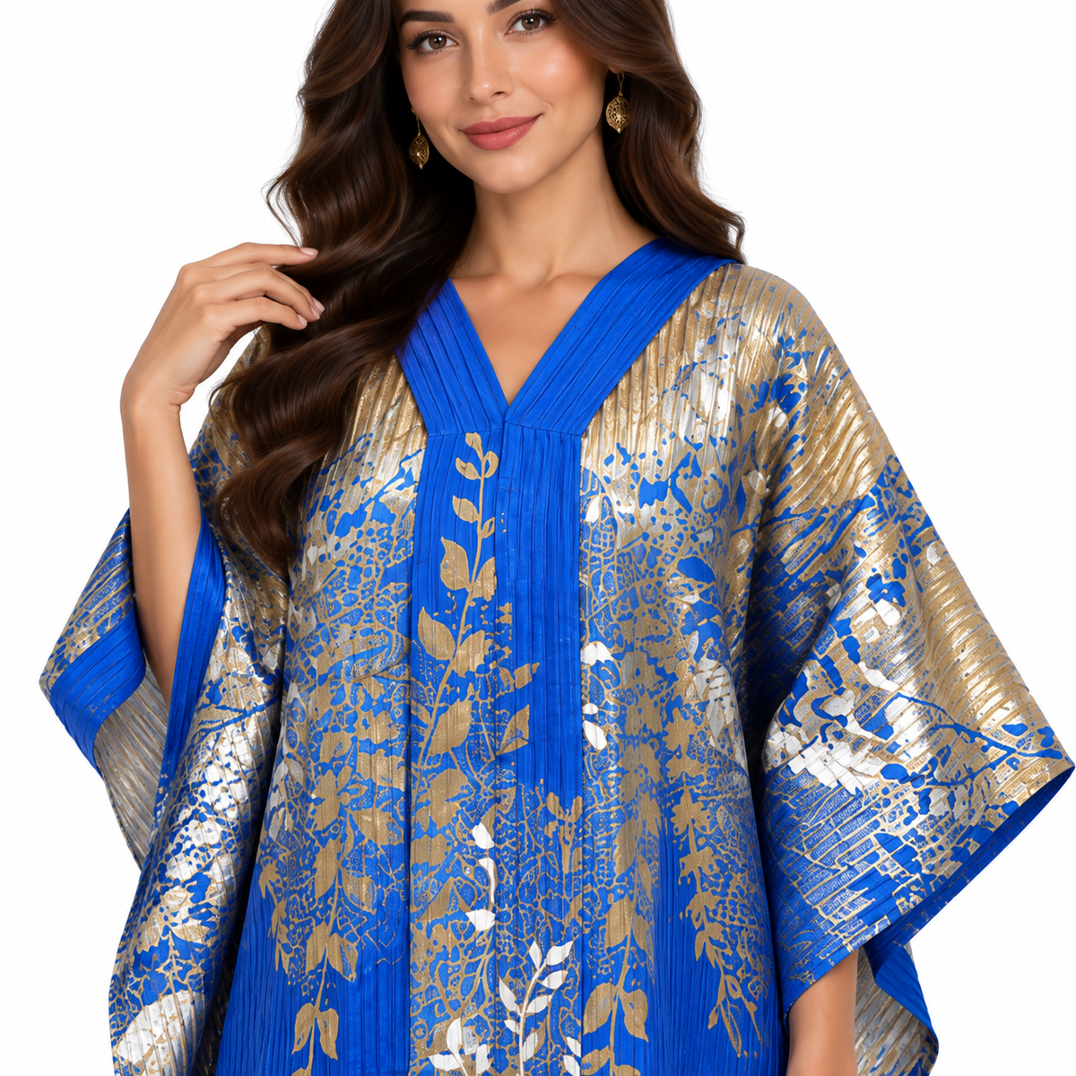 Royal Blue Metallic Fringe Baju Kaftan