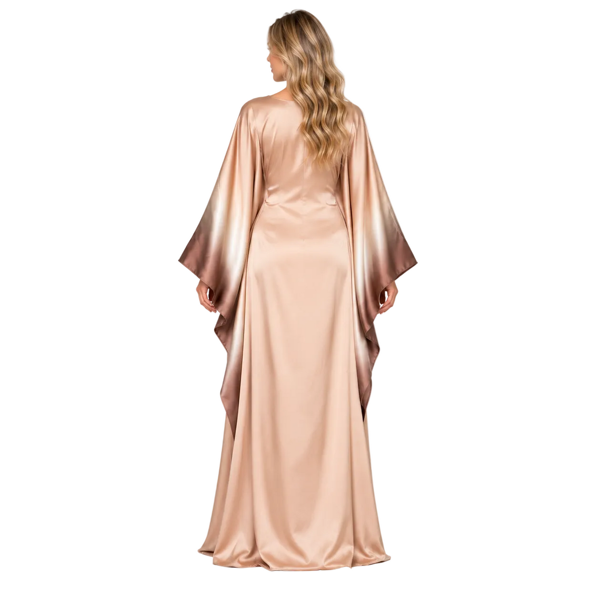 Elegant Coffee Ombre Silk Satin Kaftan