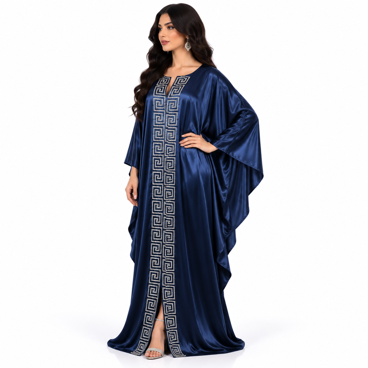 Navy Blue Silver Embroidered Baju Kaftan