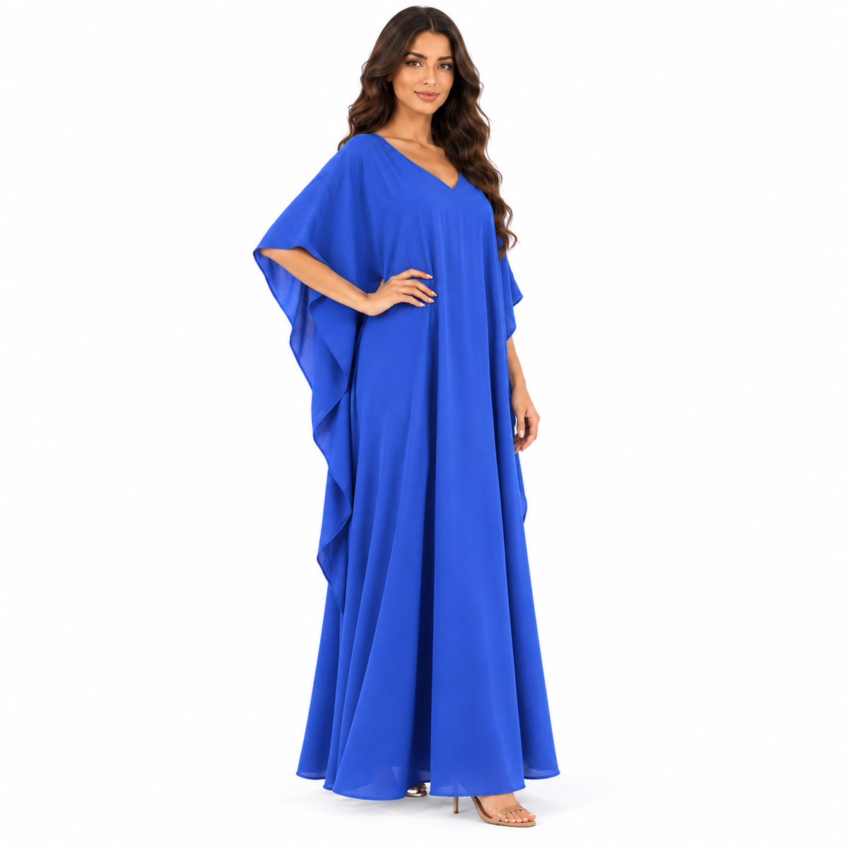 Royal Blue Elegant Flowing Linen Kaftan