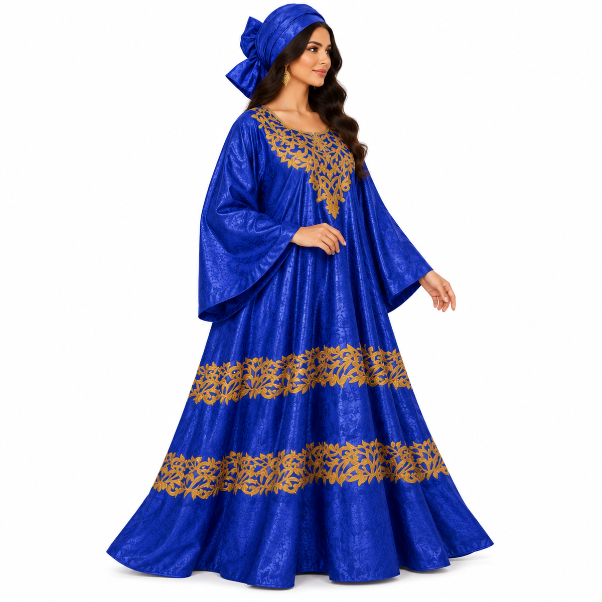 Royal Blue Gold Embroidered Baju Kaftan