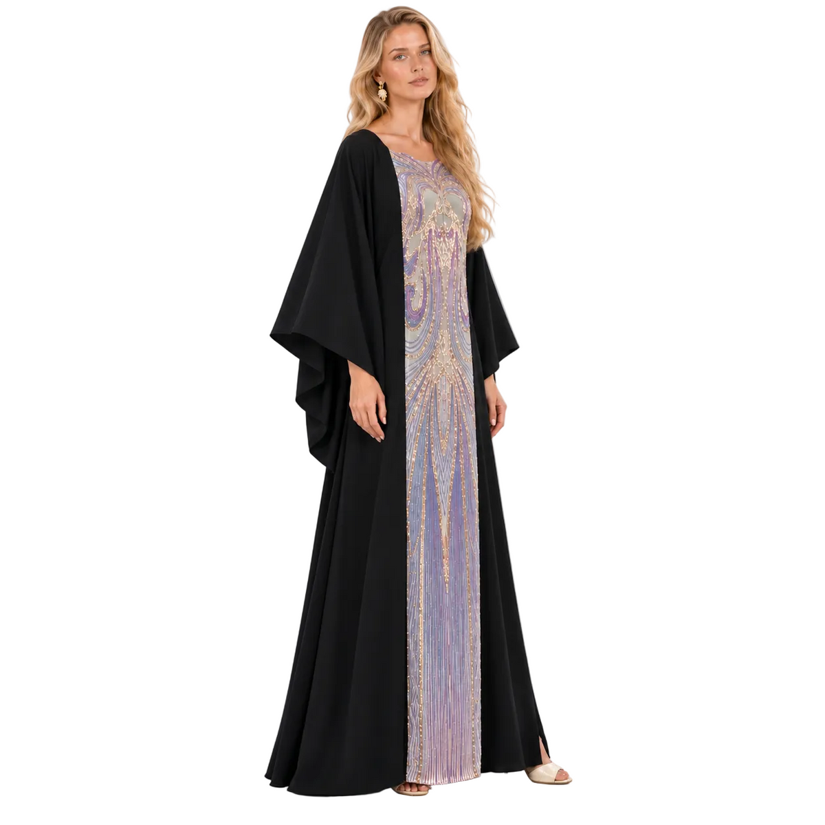 Black Lavender Embellished Luxury Gamis Kaftan