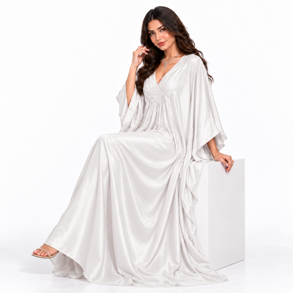 White Batwing Modern Plus Size Kaftan