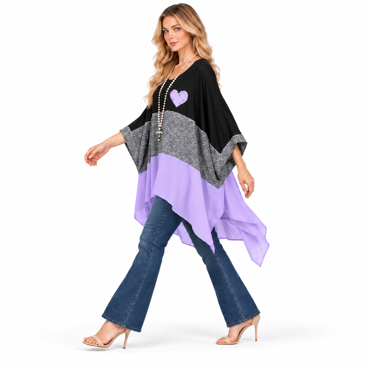 Elegant Color Block Plus Kaftan Top