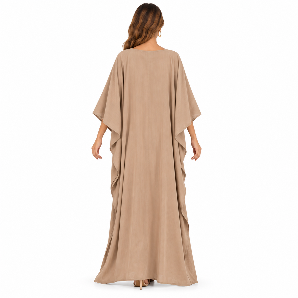 Taupe Lace-Up Flowing Baju Kaftan
