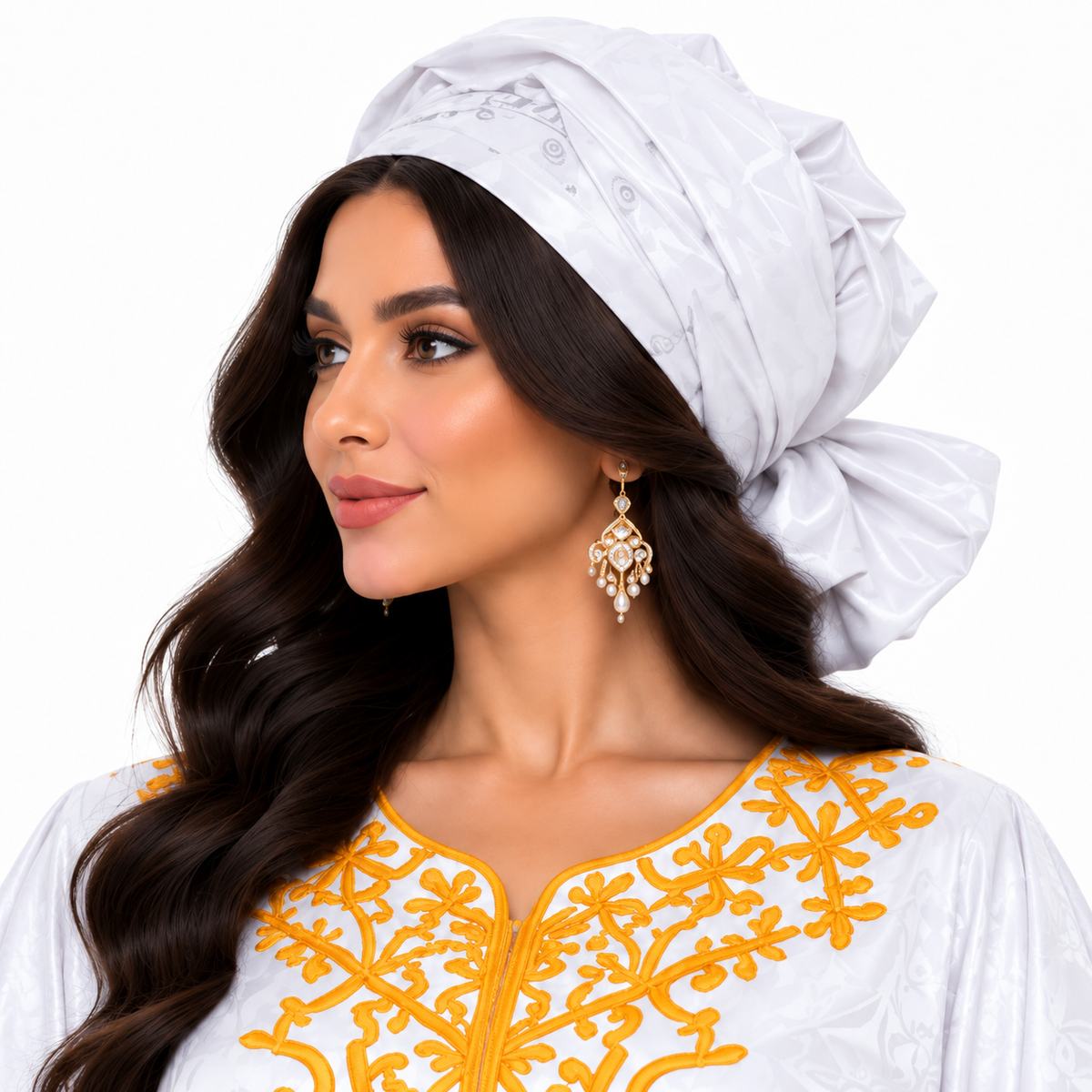 White Gold Embroidered Luxury Baju Kaftan