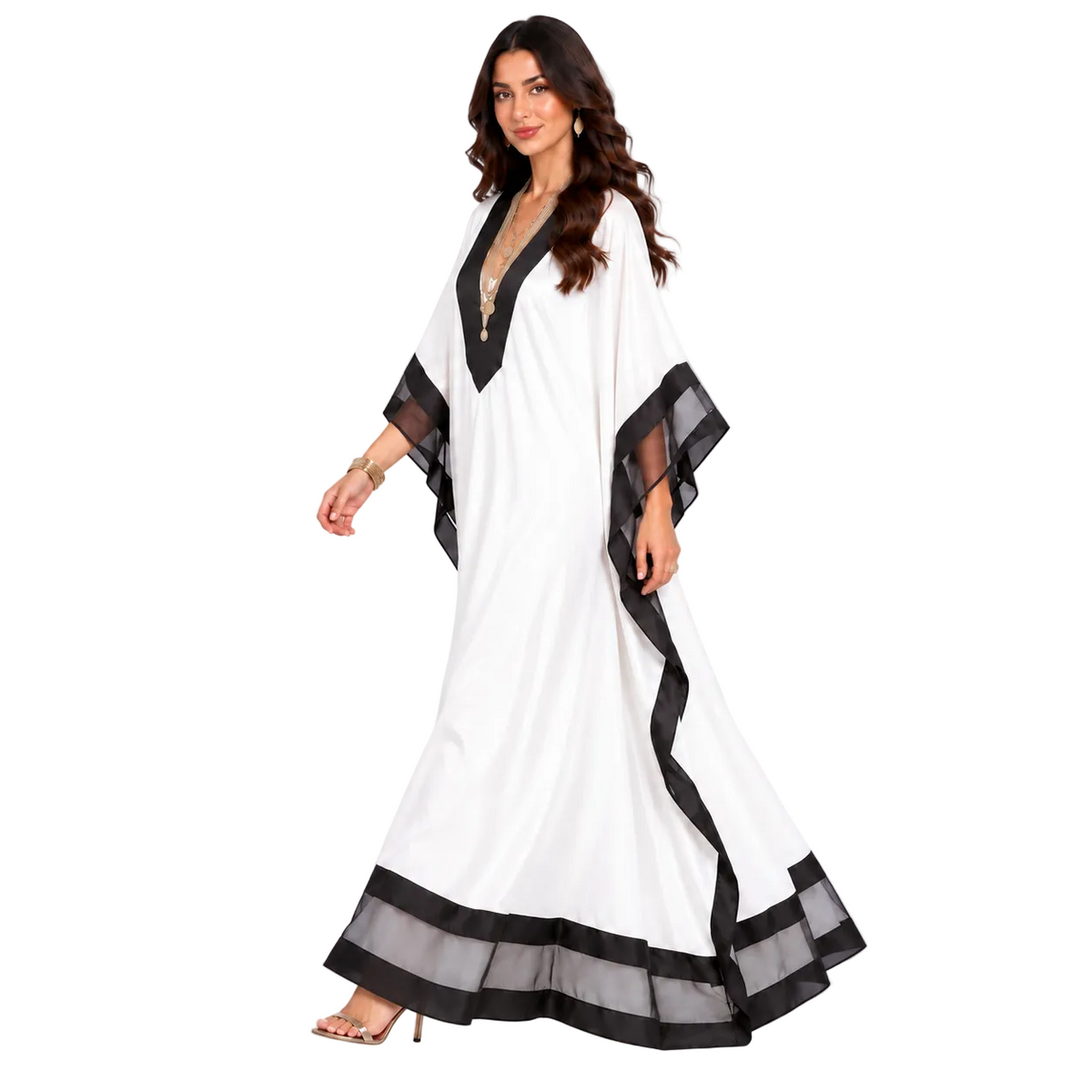 White Black Modern Plus Size Kaftan