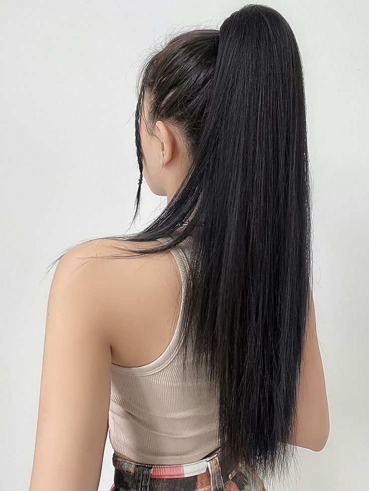 Long Straight Claw In Ponytail Hair Extension Synthetic