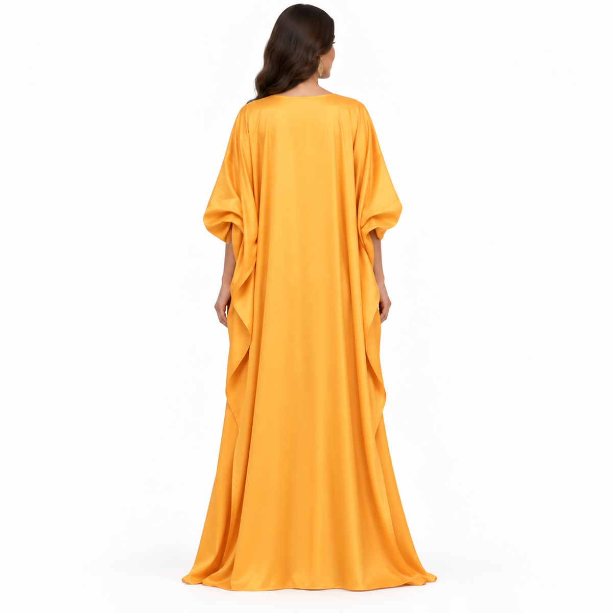 Yellow Floral Brocade Satin Baju Kaftan