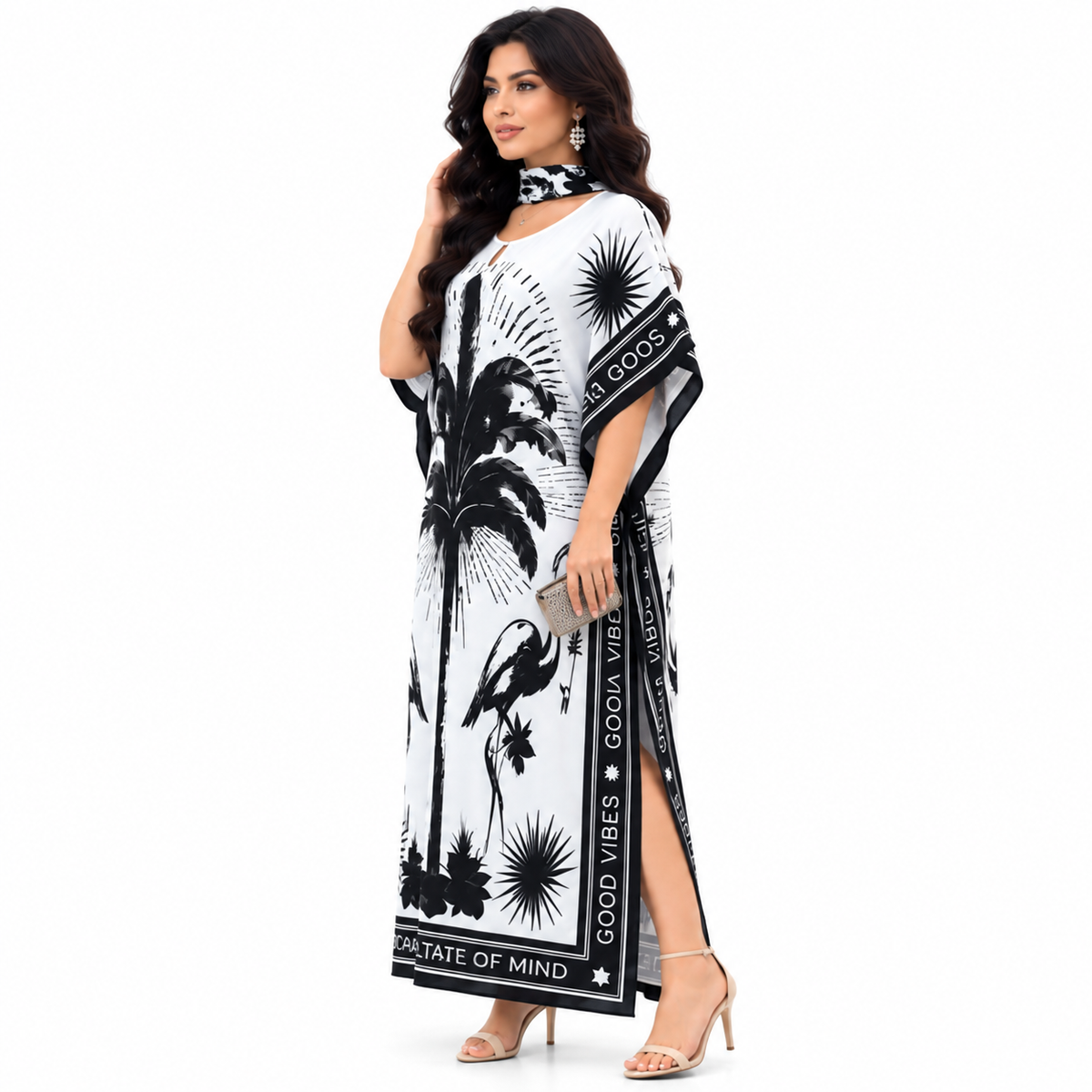 Elegant Black Print Women’s Baju Kaftan