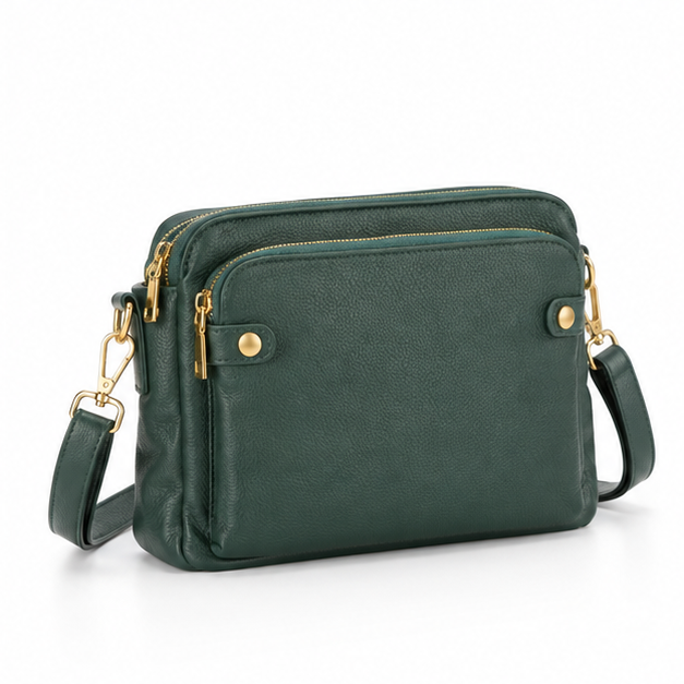 Forest Green Leather Crossbody Shoulder Bag