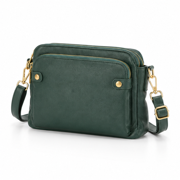 Forest Green Leather Crossbody Shoulder Bag