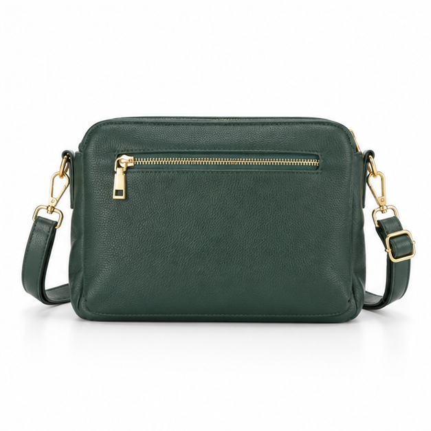 Forest Green Leather Crossbody Shoulder Bag