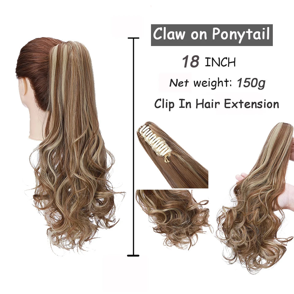 Wavy Curly Synthetic Clip In Ponytail