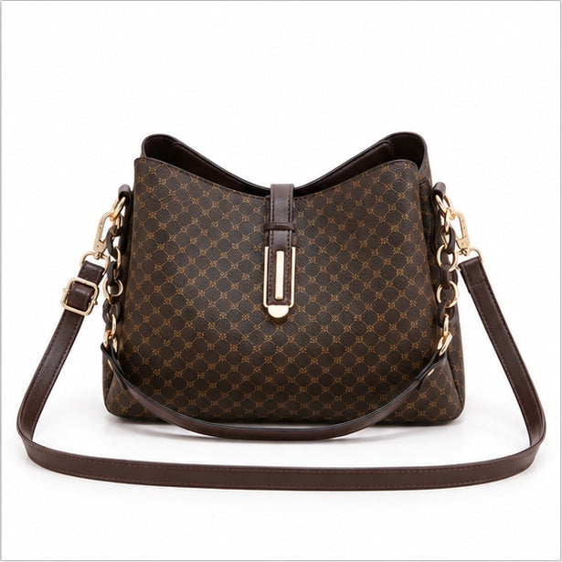 Elegant Coffee Monogram Crossbody Handbag