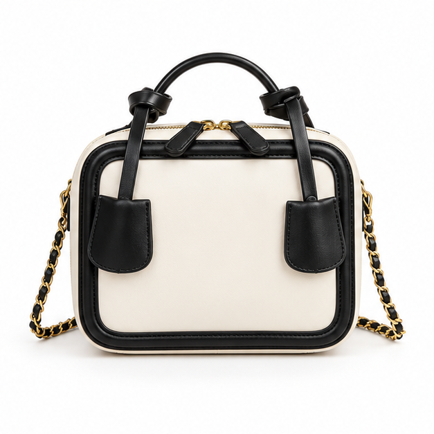 Elegant Contrast Chain Strap Handbag Purse