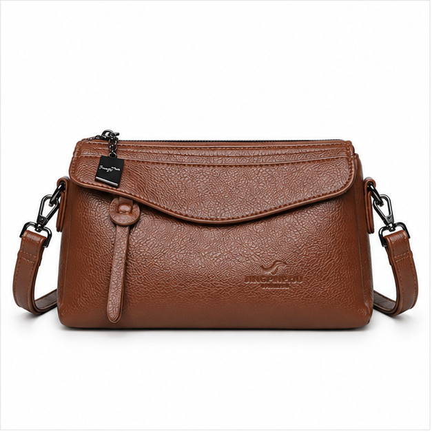 Elegant Brown Leather Crossbody Shoulder Bag