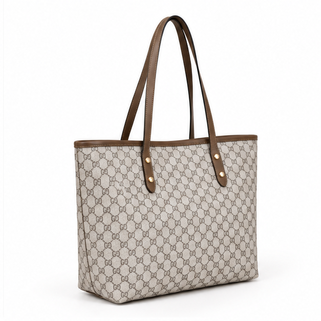 Elegant Monogram Everyday Shoulder Tote Bag