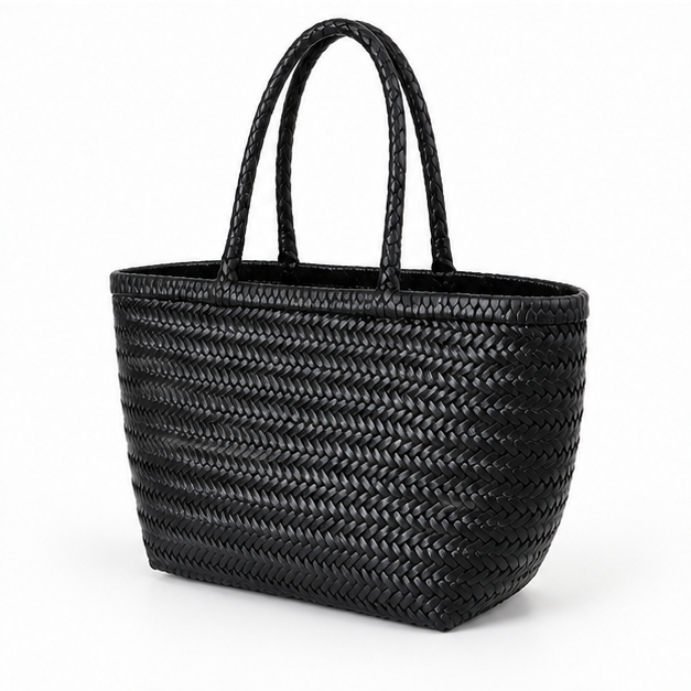 Black Woven Structured Everyday Carry Tote