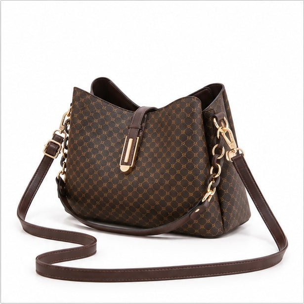 Elegant Coffee Monogram Crossbody Handbag