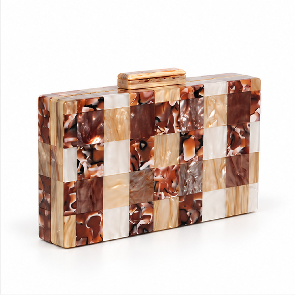 Marble Mosaic Structured Evening Clutch Bag