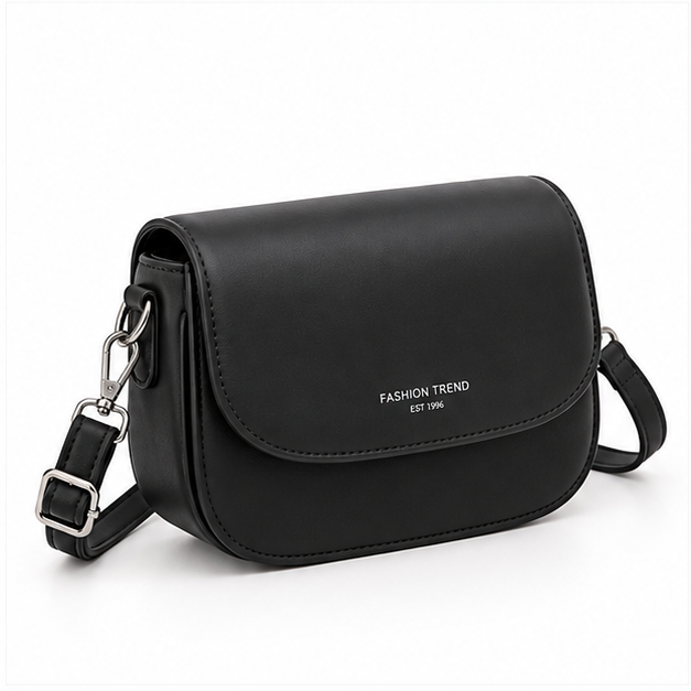Elegant Black Saddle Crossbody Shoulder Bag