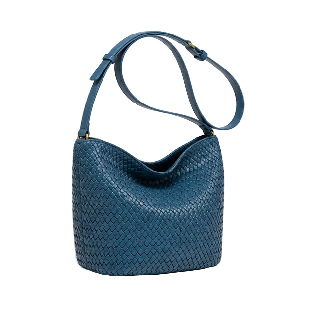 Woven Slouchy Adjustable Shoulder Bucket Bag