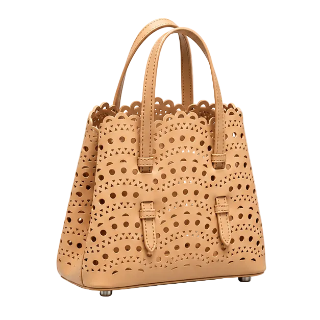 Apricot Laser Cut Structured Tote Bag