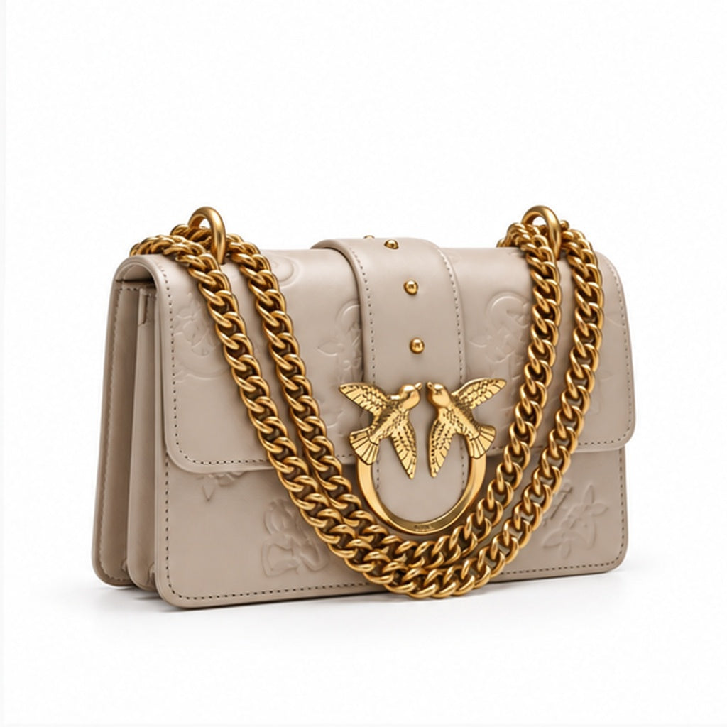 Elegant Apricot Bird Chain Shoulder Bag
