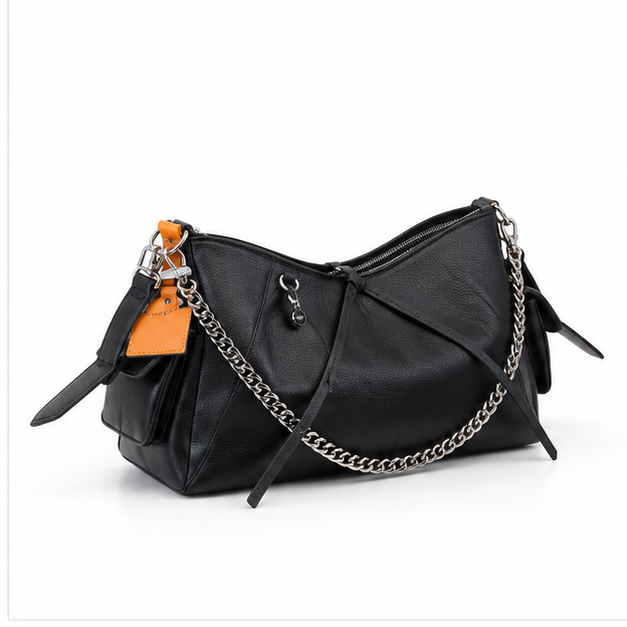 Black Chain Detail Shoulder Bag Handbag